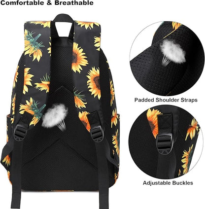 Sunflower School Backpack for Teens Girls, Womens College Bookbags Kids School Bags Laptop Backpacks