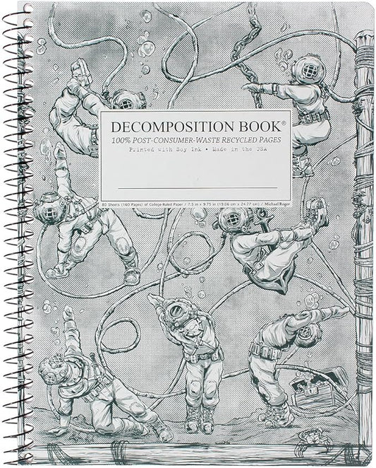 Decomposition Deep Stretch College Ruled Spiral Notebook - 9.75 x 7.5 Journal with 160 Lined Pages - 100% Recycled Paper - Notebooks for School Supplies, Home & Office - Made in USA
