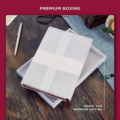 BEECHMORE BOOKS Lined Journal Notebook, 5.8 x 8.3 inch, A5 160 Lined Pages, Hardcover Leather Journals for Women, Men, Writing and Notebooks for Work - 120 GSM Thick Paper, Gifts Box Included