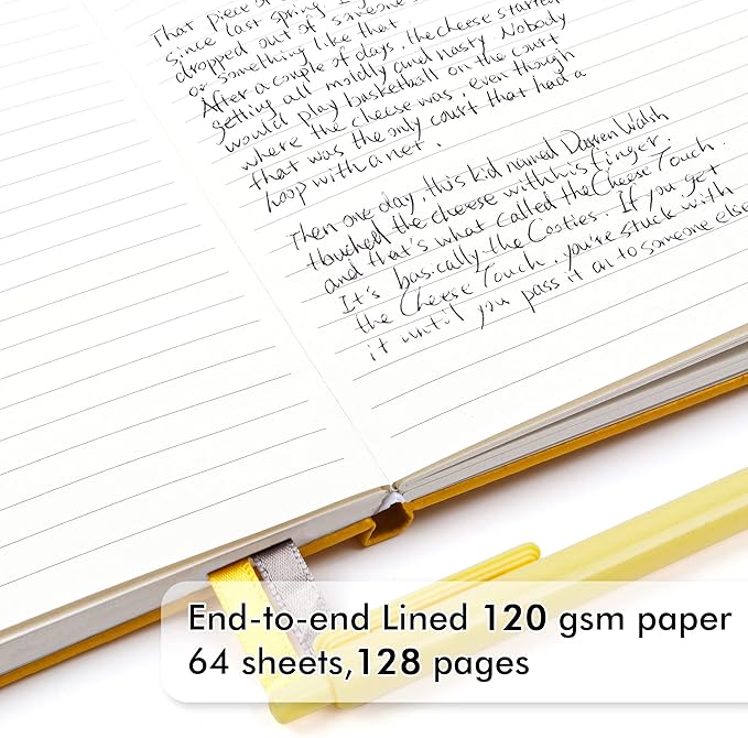 12 Pack Notebooks Journals Bulk with 12 Black Pens, Feela A5 Hardcover Notebook Classic Ruled Journal Set with Pen Holder for School Business Work Travel Writing, 120 GSM, 5.1”x8.3”, Yellow