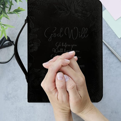 DEHITE Briefcase for Women – Leather Carrying Bag Large Size – | Fits Book 7 x 10.1 x 1.9 in | Pen Slots | Zippered Pocket | Premium Faux Leather | – Black Christian Gift Accessory