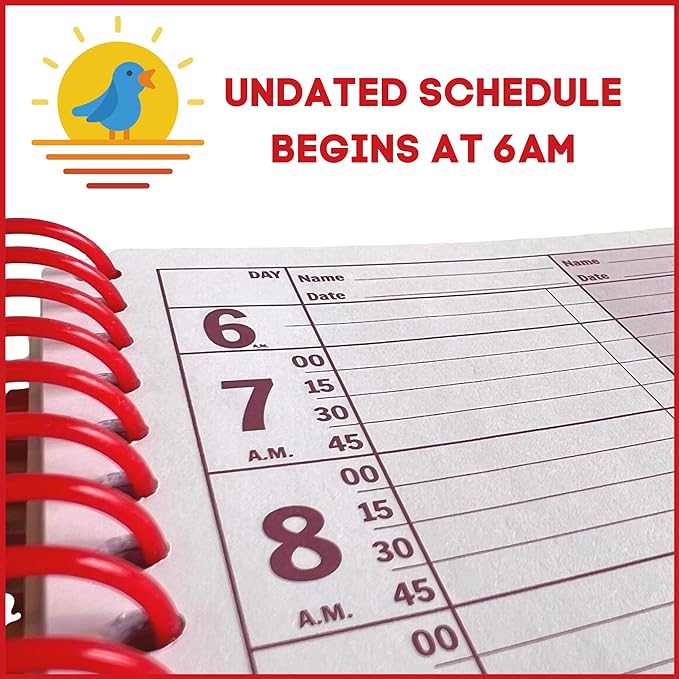 Notebook Planner, 4 Column Appointment Book – Large 8.5" x 13.5" Undated 2024 Planner, Daily & Hourly Planner in 15 Minute Increments – Spiral Notebook Organizer for Scheduling Appointments (4 Columns)