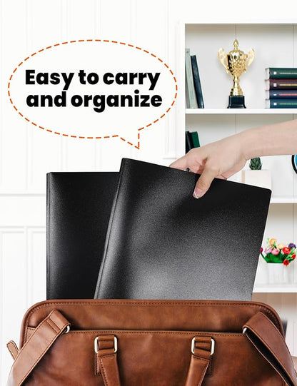 SUNEE 12-Pack Black Plastic Folders with Pockets and Prongs, Letter Size, 9 x 11.5 in