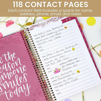 bloom daily planners NEW Address Book with Alphabetical Tabs - Hardcover Phone Book Organizer for Telephone Numbers, Passwords, Birthdays & Anniversaries (6” x 8.25”) - Vintage Floral