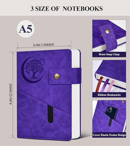 365 Page Thick Lined Journal Notebook for Men Women, A5 Leather Journals for Writing, Hardcover Notebooks for Work, School, Note Taking,Travel, Business,Personal Diary, College Ruled 5.9" x 8.4"