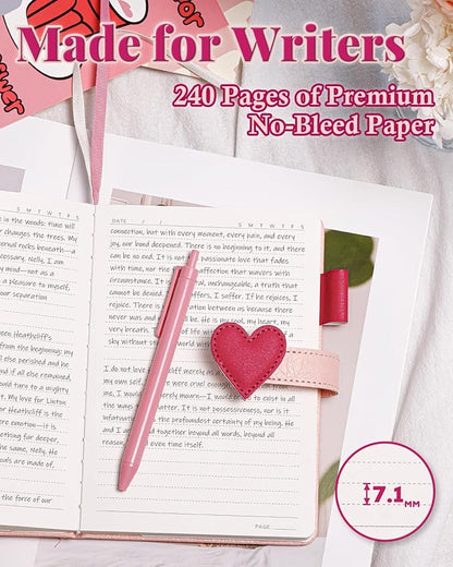 Journal for Women and Girls with Heart Buckle, 240 Pages Girls Diary Journal with Pen for Writing, Cute Daily Writing Journals for Women, B6 Pretty Journaling Hardcover Notebooks (Rose Pink)