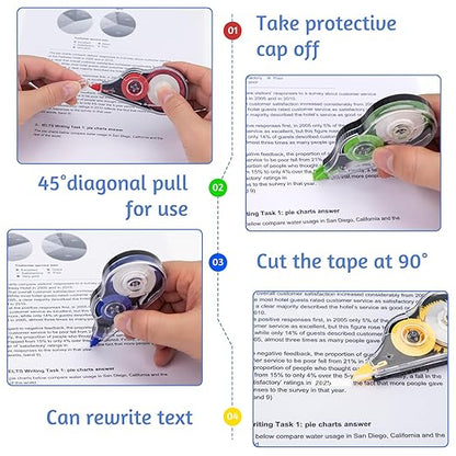 16 Pcs 39.4 Ft Colorful Correction Tape, Tear-Resistant White Correct Bulk, White Mistake Out for Instant Corrections, School, Office, Note Taking