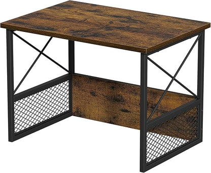 Printer Stand for Desk, Desktop Printer Stand Shelf Organzier for Home Offic, for Above and Under Desk, Fax Machine Copier Scanner, Rustic Brown