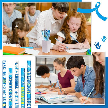 Frienda 200 Pcs Bulk Child Abuse Awareness Pencils Blue Windmill Abuse Pencils for Mental Health April Child Prevention Month Charity Fundraising Awareness Campaigns Teacher Office Supplies
