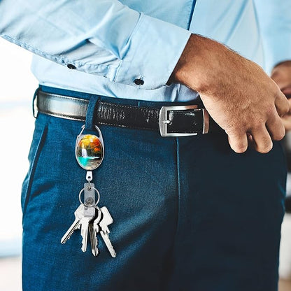 3 Pack Badge Reels - Double Sided Color Print Pattern Retractable Badge Holders with Retractable Keychain and Badge Clip, Durable Nylon Rope