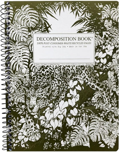 Decomposition Jaguar College Ruled Spiral Notebook - 9.75 x 7.5 Journal with 160 Lined Pages - 100% Recycled Paper - Notebooks for School Supplies, Home & Office - Made in USA