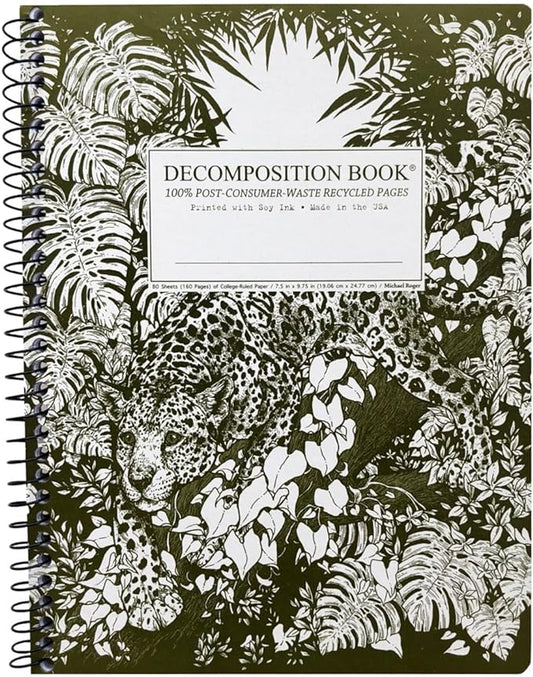 Decomposition Jaguar College Ruled Spiral Notebook - 9.75 x 7.5 Journal with 160 Lined Pages - 100% Recycled Paper - Notebooks for School Supplies, Home & Office - Made in USA