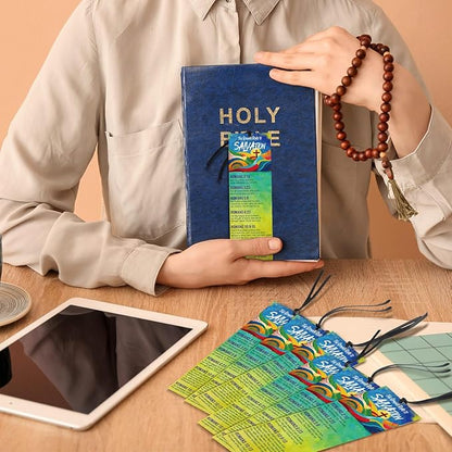 100 Pcs Romans Road to Salvation Bookmarks 6 x 2 Inches Roman's Road Cardstock Bookmark with 100 Pcs Hanging Strings