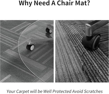 WASJOYE Office Chair Mat for Carpet, 36" Round Clear Home Carpet Chair Mat Protector Cover with Non-Slip Studded for Computer Desk Rolling Chair