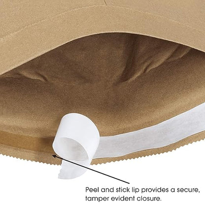 Aviditi Kraft Self-Seal Padded Mailers, #4, 9 1/2" x 14 1/2", Kraft Brown, Peel and Seal Closure, Fiber Cushioned Envelopes for Protecting Items During Shipping and Mailing, Case of 25