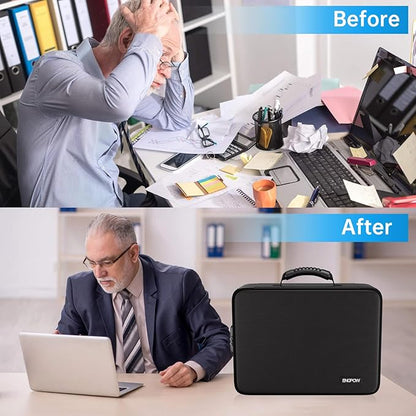 ENGPOW Fireproof Document Box with Lock,5200℉ Soft Case Fireproof Box with 25 Pocket Accordion File Folder,Multi-Layer Fireproof Water Resistant Safe Box File Organizer for Important Documents,Laptop