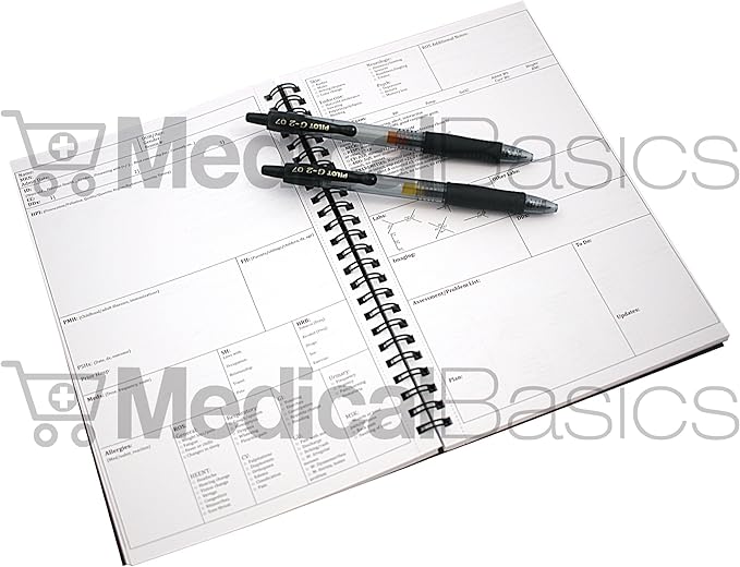 H&P notebook - Medical History and Physical notebook, 100 medical templates with perforations