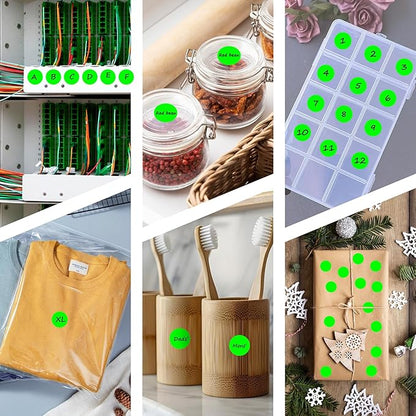 PARLAIM 0.75 inch Diameter Colored Dot Stickers 4 Rolls Pack 4000pcs Fluorescent Green Round Label Color Coding Marking Stickers Permanent Adhesive for Garage Sale