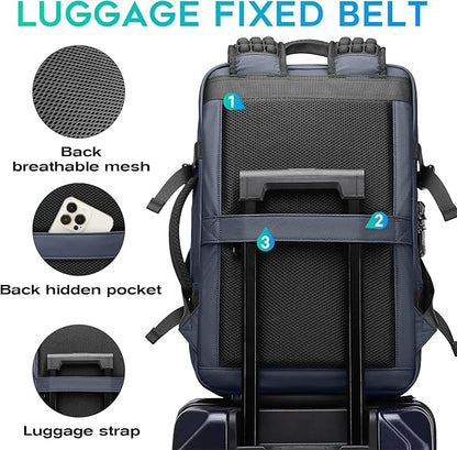 BANGE Air Vacuum Backpack with Pump,Air Packing Vacuum System Compression Back Pack, Expandable Anti Theft Backpack for Business Traveling