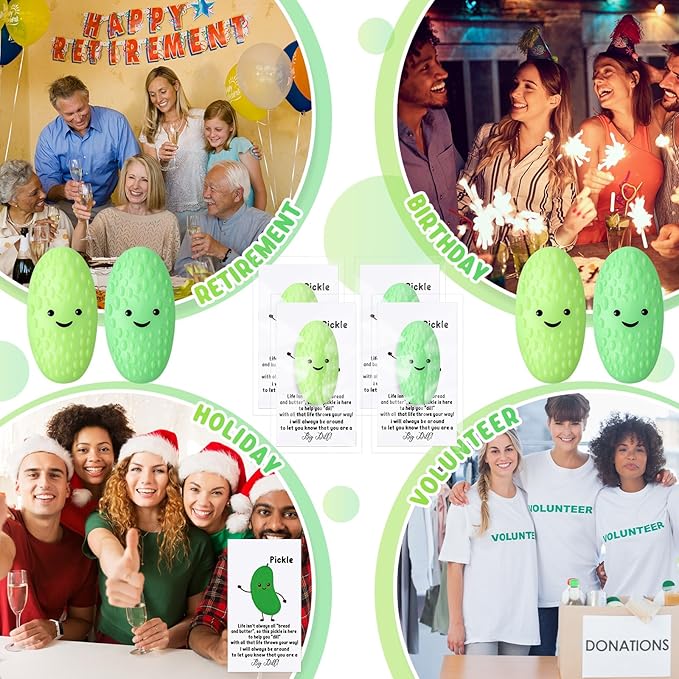 HyDren Christmas Emotional Stress Ball Gifts Bulk Cute Pickle Squeeze Mini Stress Relief Ball Gift Employee Appreciation Gifts Inspirational Cards Students