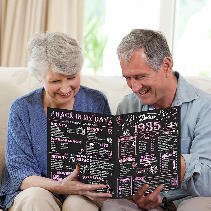 90th Birthday Card for Women, Jumbo 3D Pop Up 90th Birthday Gifts for Mom Grandma, Back In 1935 Happy 90 Year Old Sister Birthday Decorations Cards Card for Her, Rose Gold