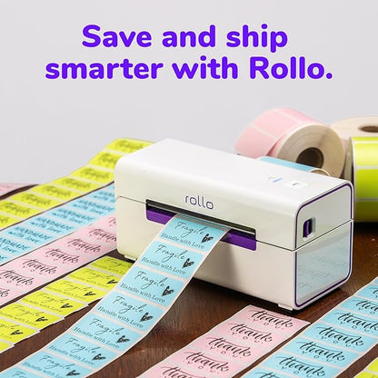 Rollo 2x1 Sticker Labels - Roll of 1,000 Blue Labels - Multi-Purpose Direct Thermal Printer Stickers