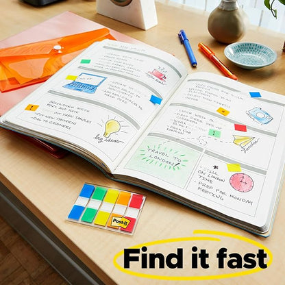 Post-it Flags Value Pack, 50/Dispenser, 4 Dispensers/Pack, 1 in Wide, Assorted Bright Colors, Includes FREE Flags + Highlighter (680-PPBGVA)