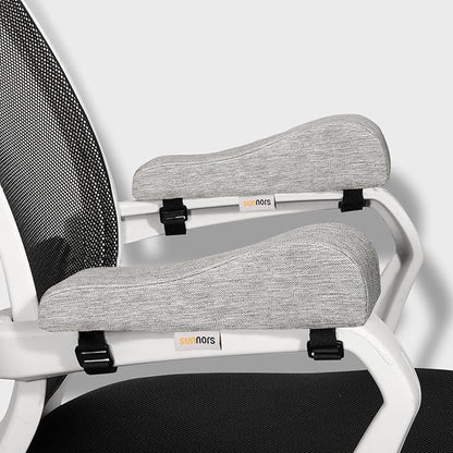 Office Chair Arm Covers with Memory Foam Elbow Pillow for Forearm Pressure Relief, Grey Arm Rest Covers for Office Chairs, Wheelchair, Comfy Gaming Chair