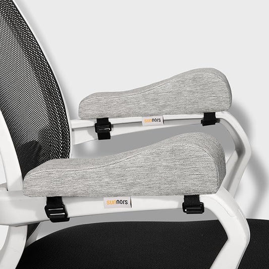 Office Chair Arm Covers with Memory Foam Elbow Pillow for Forearm Pressure Relief, Grey Arm Rest Covers for Office Chairs, Wheelchair, Comfy Gaming Chair