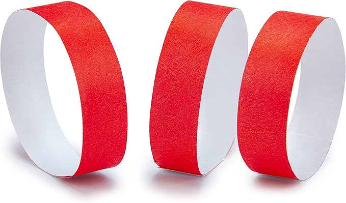 100 Pcs Wristbands, 1-100 Consecutive Numbers Waterproof Tearproof and Printable Wrist Straps Admission Bracelets Tickets (Red)
