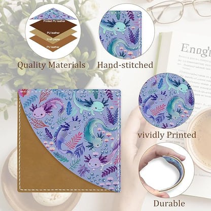 Axolotls Corner Bookmarks, Cute Leather Book Accessories for Book Lovers, 3 Pcs Reading Book Page Markers for Women Men Student Teacher Girls Boys Kids Retirement Birthday Gifts