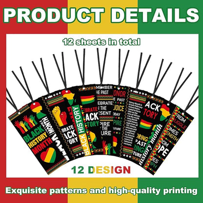 240 Pcs Black History Month Bookmarks Bulk 5.5 x 2'' Double Sided Inspirational Bookmarks African American Celebration Gifts with Ribbon for Women Men Black History Month Party Favors