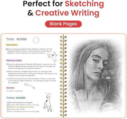 Taja Blank Spiral Journal Notebook for Women & Men, 140 Pages, Sketch Book, Plain Notebook for Drawing & Sketching, Journals for Creative Writing, A5(6"x8") - Pink