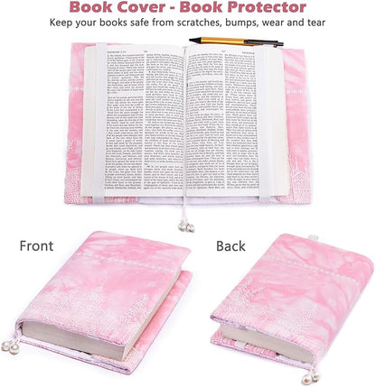 Cute Book Covers - Fabric Dust Jackets for Books - Book Protector for Book Lovers - Book Covers for for Paperbacks, Hardcover,Bibles - Soft Cover Book Sleeve for AA Books