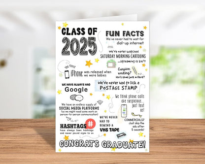 Katie Doodle - Funny, High School Graduation Card, Class of 2025 Gifts (Handmade in USA), Graduation Gifts for Her, Him, Girls, Boys - Includes 1 x Grad Card (5x7 inch) & 1 Kraft Envelope (self-seal)