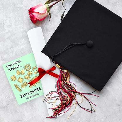 ALY LOU Graduation Card Funny for Him/Her, Congratulations Grad Card for Students Son Daughter, College High School University Greeting Cards (You're Future Is Full Of Pasta-bilities)