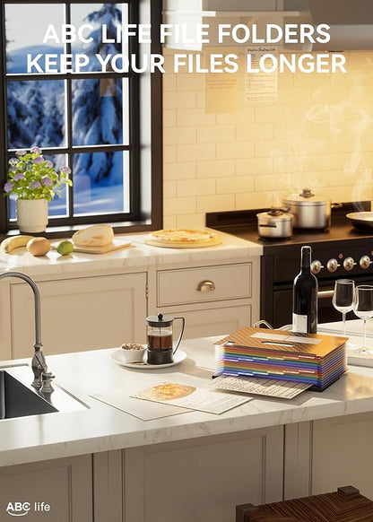 ABC life Accordian File Organizer 12 Pockets,Expanding File Folder/Portable A4 Letter Size Filling Box, Expandable Desktop Accordion Folder, Plastic Paper Document Coupon Organizer with Colored Labels