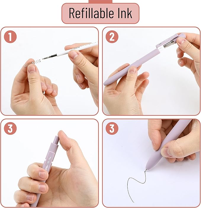Mr. Pen- Retractable Gel Pens, 6 Pack, Pastel Barrels, Black Gel Pens, Fast Dry, Gel Pens Fine Point 0.7mm, Retractable Pens, Cute Pens, Gel Ink Pens, Black Pens, Aesthetic Pens for Journaling