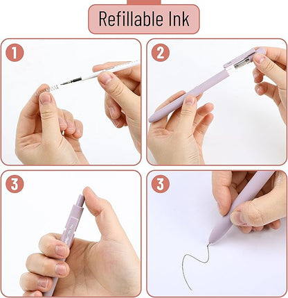 Mr. Pen- Retractable Gel Pens, 6 Pack, Pastel Barrels, Black Gel Pens, Fast Dry, Gel Pens Fine Point 0.7mm, Retractable Pens, Cute Pens, Gel Ink Pens, Black Pens, Aesthetic Pens for Journaling