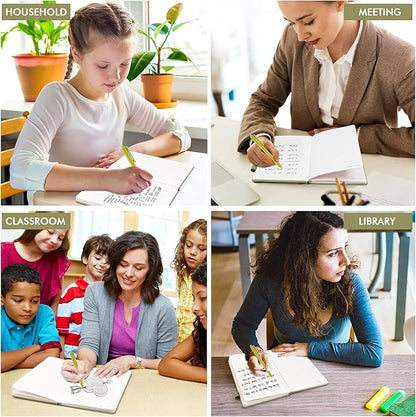 feela 5 Pack Notebooks Journals Bulk, Hardcover Classic Ruled Lined Journals with Pen Holder for Women Girls School Business Supplies, with 5 Black Pens, 120 GSM, 5.1”x8.3”, A5, Avocado Green