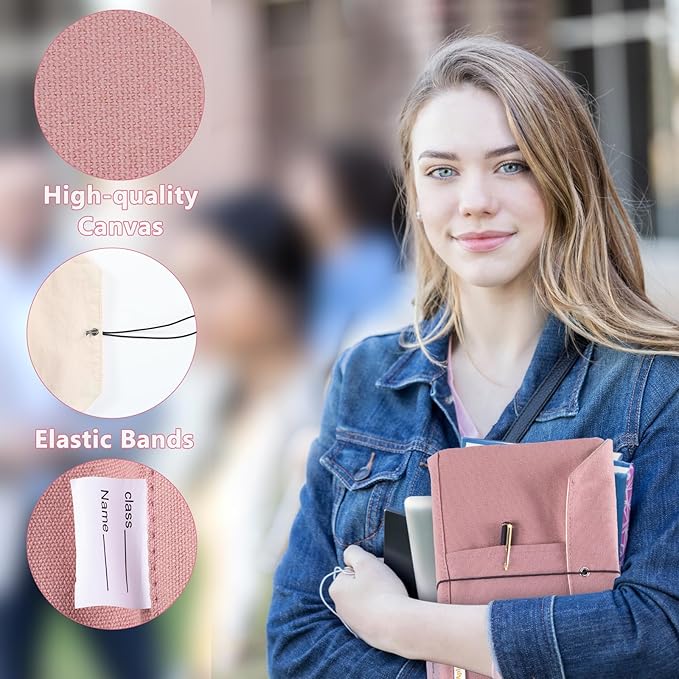 Canvas Book Covers, Washable Book Protector, Book Cover for Paperback Novels, Adjustable Book Cover for Hardcover with Pockets for Pen, Soft Cover Books, Book Lovers Gifts