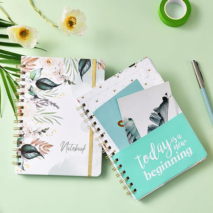 Ruled Notebook/Journal - Journal for Wemon, 8.5" X 6.4", College Ruled Spiral Notebook/Journal, Banded with Waterproof Hardcover, Exquisite Inner Pocket for School, Office & Home