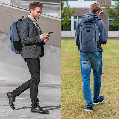 Laptop Backpack for Men, Anti Theft Backpack with USB Charging Port, 15.6 Inch Backpack for School Travel Work Business (Blue)