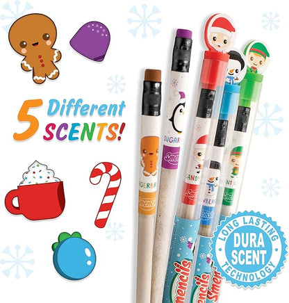 Scentco Holiday Smencils (2 Pack) - HB #2 Scented Fun Pencils, 5 Count - Stocking Stuffer, Gifts for Kids, School Supplies, Party Favors, Classroom Rewards