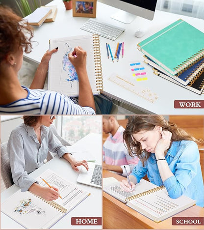 Spiral Notebook Journal 8.5” x 11”, 300 Pages Hardcover Leather Lined Journals for Women Men, A4 Large College Ruled Notebooks with 100 GSM Thick Paper, Spiral Journal for Writing Work School, Purple