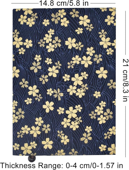 BLBMH A5 Book Cover for Paperbacks- Adjustable Fabric Book Sleeve Cover Protector Fit for 5.5x8.2 inch Hardcover Softcover Book Novels Notebook -Blue Cherry Blossoms