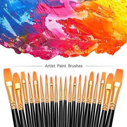 BOSOBO Paint Brushes Set, 2 Pack 20 Pcs Round Pointed Tip Nylon Hair Artist Acrylic Paint Brushes for Acrylic Oil Watercolor, Face Nail Art, Miniature Detailing & Rock Painting, Black