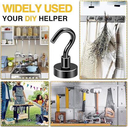 DIYMAG Magnetic Hooks, 30Lbs Strong Heavy Duty Cruise Magnet S-Hooks for Classroom, Fridge, Hanging, Cabins, Grill, Kitchen, Garage, Workplace and Office etc, (500Pack-Black),Screw in Hooks