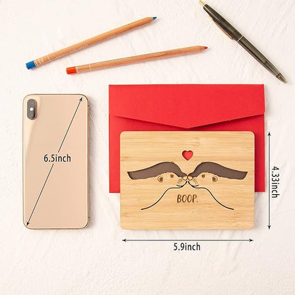 Anniversary Card for Her Him Boyfriend Girlfriend Husband Wife, Wooden Otter Card, Birthday Gift, Happy Anniversary for Couple