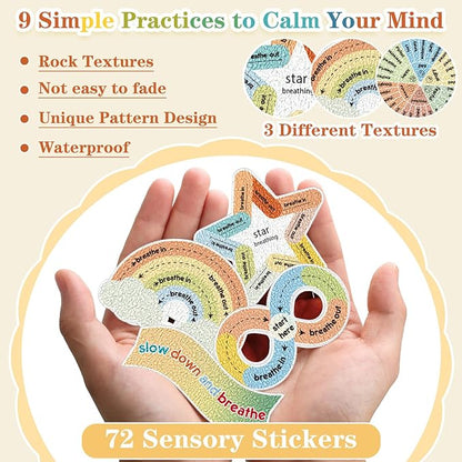 Libima 72 Pieces Anxiety Sensory Stickers Anxiety Textured Stickers Fidget Stickers Mindfulness Sticker School Counselor Supplies Adult Sensory Items Anxiety Relief, 9 Styles(Retro Color)